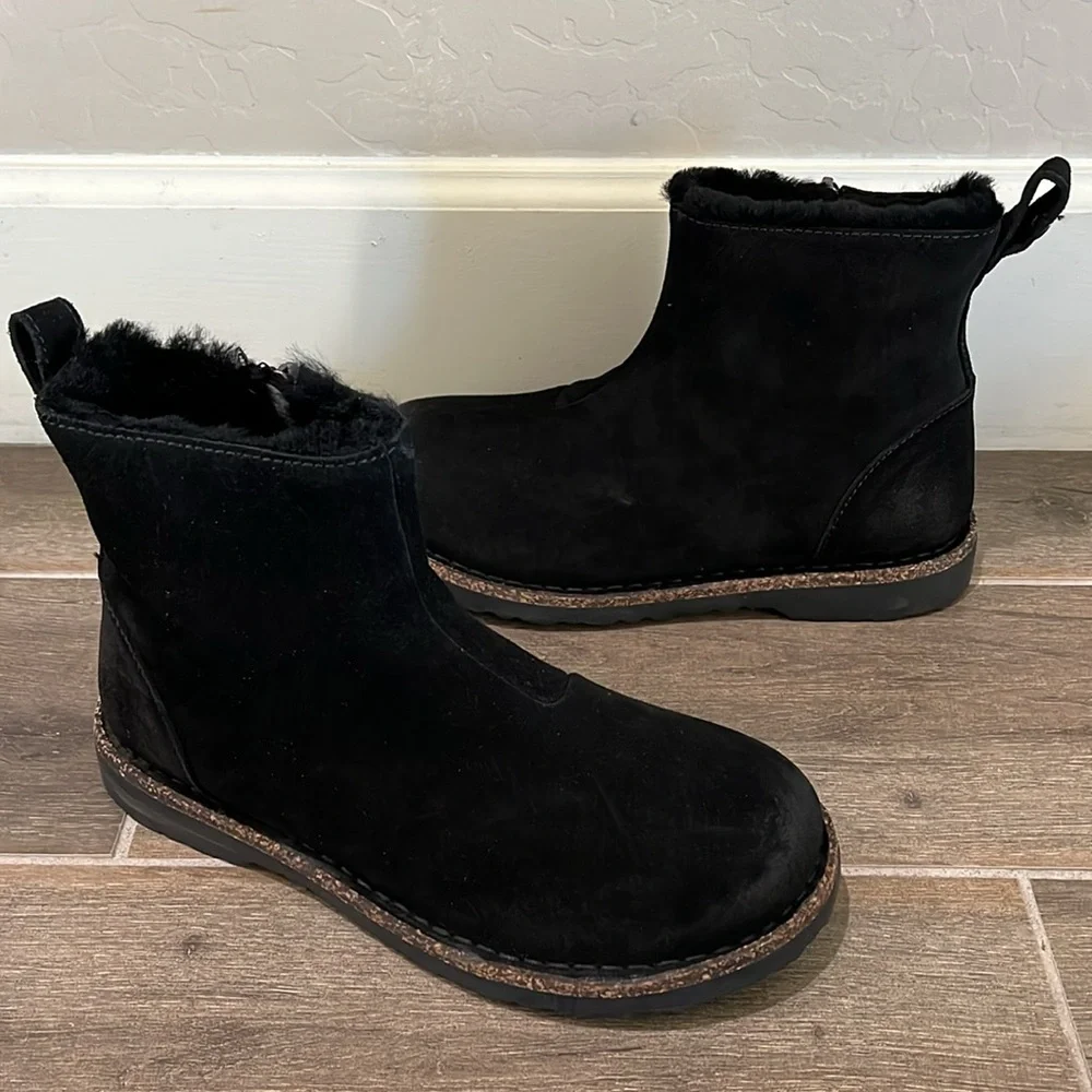 NEW Birkenstock Melrose Genuine Shearling Bootie Black Size 37 / 6